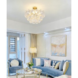 Surpars House Crystal Chandeliers,Modern Golden Chandelier, 6 Heads Ceiling Light for Living Room Bedroom Dining Room Kitchen Island Entryway