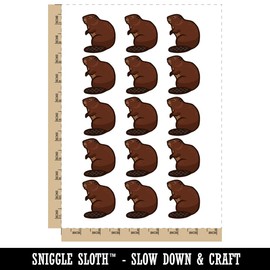 Beaver Sitting Temporary Tattoo Water Resistant Fake Body Art Set Collection - 15 2" Tattoos (1 Sheet)