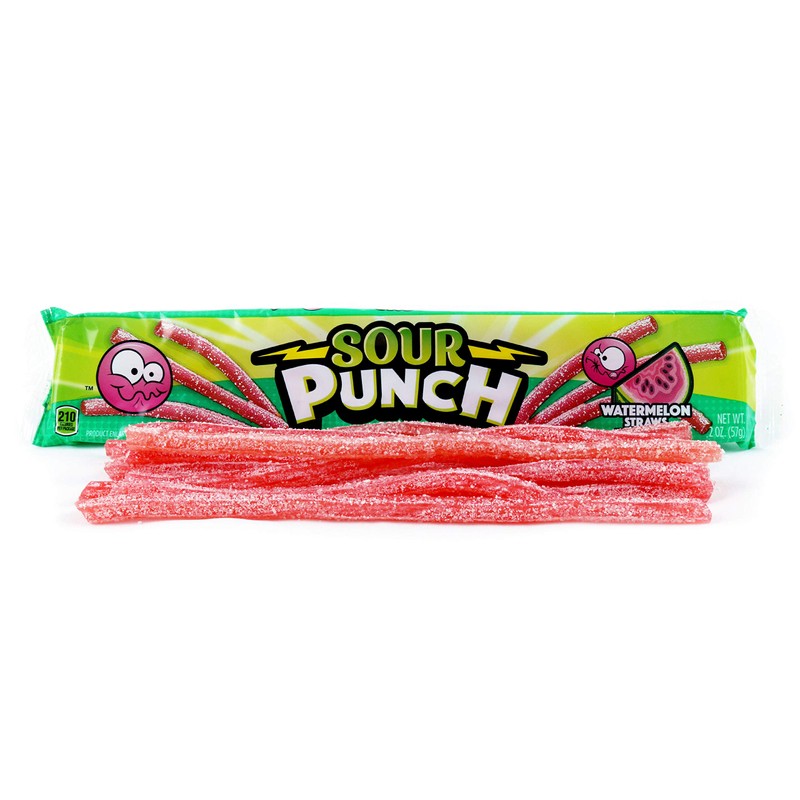 Sour Punch Straws, Watermelon Fruit Flavor, 2oz Tray (24 Pack),