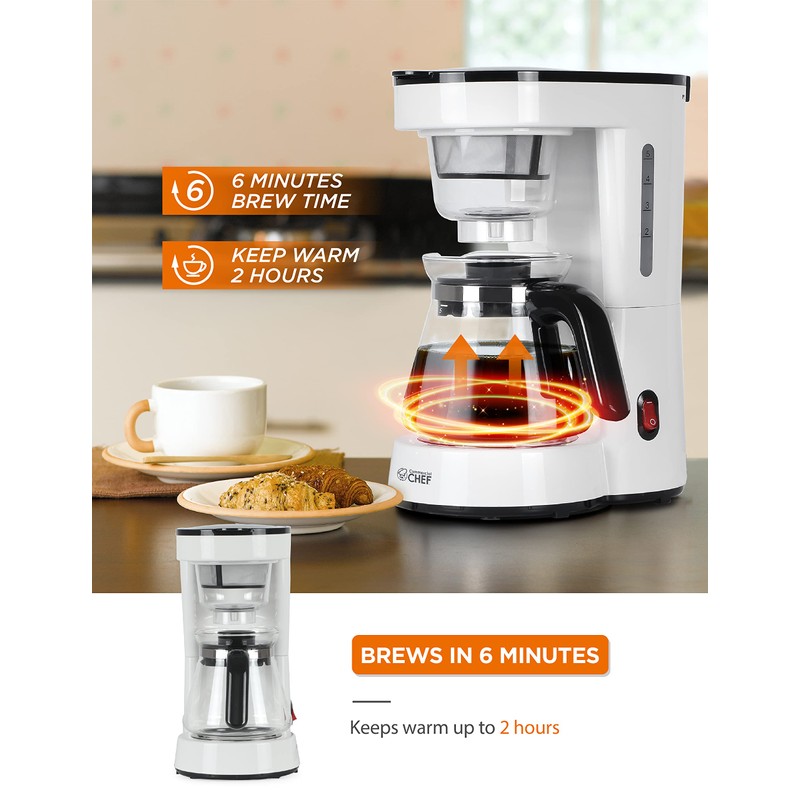 Commercial CHEF 5-Cup Small Drip Coffee Maker with 0.75L Water