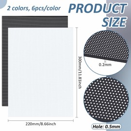 BENECREAT 12 Sheets 2 Colors Fursuit Eye Mesh, 30x22cm PVC Eye Mesh Waterproof Printable Mesh for Furries Cosplay, Sculptures, Props, Fursuits, Craft Making, Hole: 0.5mm
