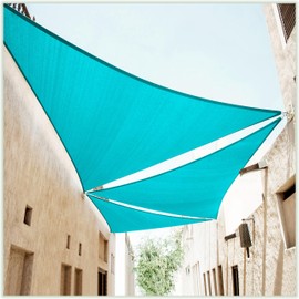 ColourTree 32' x 32' x 32' Turquoise Triangle CTAPT32 Sun Shade Sail & Canopy Mesh Fabric UV Block UPF50 & Commercial Heavy Duty & 190 GSM 3 Years Warranty (We Make Custom Size)