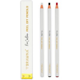BRAWNA Juego de 3 lápices de mapeo PMU en negro, blanco y rojo para microblading de cejas, rubor de labios y medición de cejas, multicolor