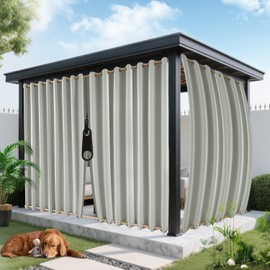 ROFASVCO Outdoor Curtains for Patio Waterproof, Zipper Design 2 Panels Privacy Weatherproof Blackout Curtain Top & Bottom Grommet Outside Drapes for Porch Gazebo Pergola (54 x 95 inch, Light Grey)
