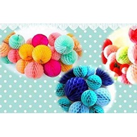 [morningplace] Honeycomb Balls, Set of 10, Refreshing Decoration, Event Decoration, Wedding, Birthday (Blue Base)