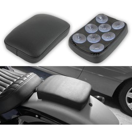 JMTBNO Black Universal Motorcycle Pillion Passenger Pad Seat Leather Pillion Pad Seat 8 Suction Cups Motorcycle Rear Passenger Seat Compatible with Harley Sportster Bobber Chopper Custom Bike