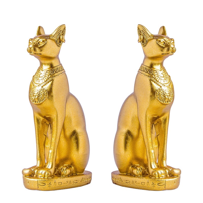 EASCHEER Egyptian Cat Goddess Statue Bastet Egyptian Decoration 4.2" Gold