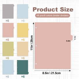 3 Ring Binder Dividers with TAB, Durable Plastic Write & Erase, Colored Binder Dividers, 8 Tab 3 Hole Punch Dividers for 8.5 x 11'' Letter Size Papers, Ideal for Student, Teacher, Morandi 3Sets