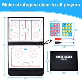 LEAP Ice Hockey Coach Board Folding Board Portable with Magnetic Markers and Dry Erase Surface