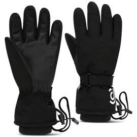 Snowmobile Gloves，Ski Gloves for Men Women Waterproof Windproof Touchscreen Snowboard Gloves，Warm Winter Gloves with Wrist Straps for Cold Weather.(black-S)