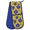 Double Oven Gloves - Organic Cotton - Artistic Blue Flowers