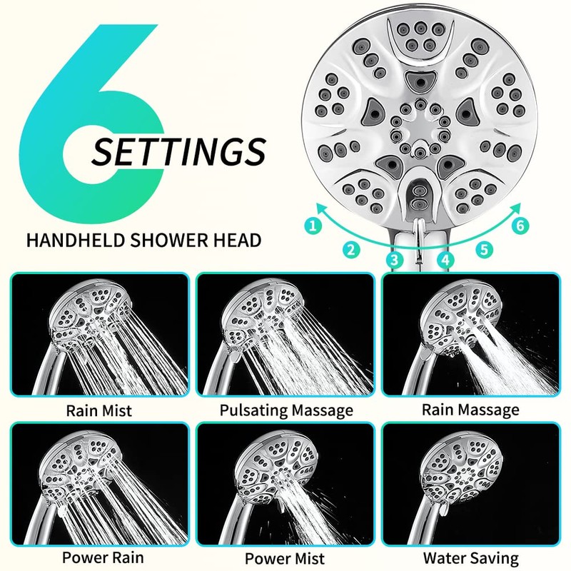 INEFATH Rain Shower Heads with Handheld Spray Combo 30 Settings