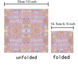 APFCLRBL 40pcs Happy Birthday Party Kids Napkins Balloons Ribbons Disposable Napkins Birthdays Weddings Baking Elegant Dining Colorful Gift