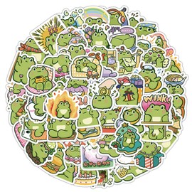 60pcs Cartoon Frog Stickers Pack,Cute and Kawaii Vinyl Waterproof Stickers for Laptop/Skateboard/WaterBottle/Phone/Scrapbooking/Room Decor/Hard Hat,Stickers for Kids Boys Teens Girls ,Autocollant Enfant