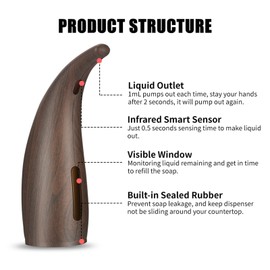 300mL Automatic Soap Dispenser Infrared Hand-free Touchless Soap Dispenser Dish Liquid Lotion Gel Shampoo Chamber Auto Hand Soap Dispenser for Bathroom Kitchen