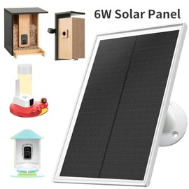 6W Solar Panel Charger Compatible with Netvue Bird Feeder Camera, 9.8ft Long Cable, Waterproof