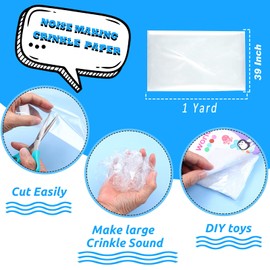Zonon 1 Yards Crinkle Paper for Babies Toys Noise Making Crinkle Paper for Dog Toys Noise Maker Plastic Film for Adding Noise Toys Dog Cat PET Supplies