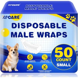 XPCARE 50 Count Disposable Male Dog Diapers, Male Dog Wraps,Super Absorbent Leak-Proof Fit (Small)