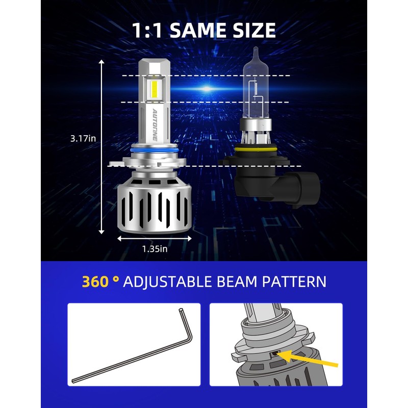 AUTOONE 9012 LED Bulb, 1200% Brighter, 3 Min Quick Install,