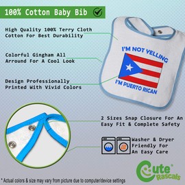 Custom Baby Bibs Burp Cloths I'm Not Yelling I Am Puerto Rican Cotton Baby Items for Baby Girl & Boy White Blue Design Only