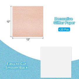 PATIKIL 20Sheets Rose Gold Glitter Cardstock Paper, 12 x 12 in 250gsm Square Premium Sparkly Paper Craft Cardstock Paper for Scrapbook Card Making DIY Art Projects Wedding Party