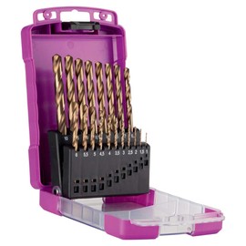 Sutton tools SM2 Heavy Duty Cobalt Jobber Drill Bit 19 Pieces Set, Gold, D109SM2