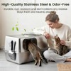 Large Enclosed Stainless Steel Cat Litter Box with Mat &