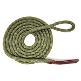 Knotty Girlz 9/16 Double Braid Polyester Yacht Horse Lead Rope Natural Horsemanship with Option of Loop or Snap 12ft. or 14ft. Lengths (Olive Green, 12 ft. No Snap)