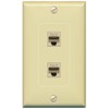 RiteAV 2 Port CAT6 Jack Coupler Female-Female Decorative Wall Plate [Ivory]