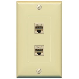 RiteAV 2 Port CAT6 Jack Coupler Female-Female Decorative Wall Plate [Ivory]