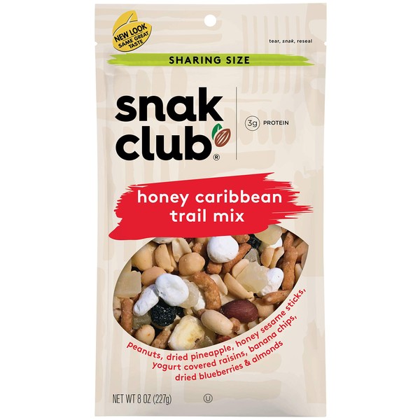 Snak Club Honey Caribbean Trail Mix, 8-Ounces, 6-Pack