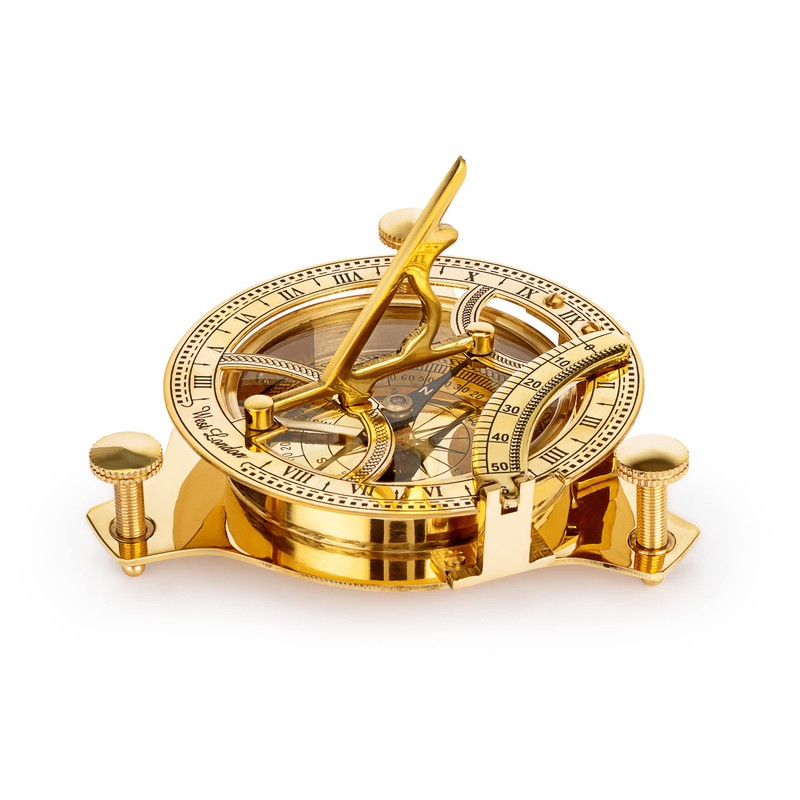 NKlaus Maritime Sundial Compass 11 cm in Wooden Box Brass