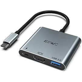 JESWO Adaptador USB C a HDMI, 3 en 1 Adaptador Tipo C Multipuerto USB C Hub