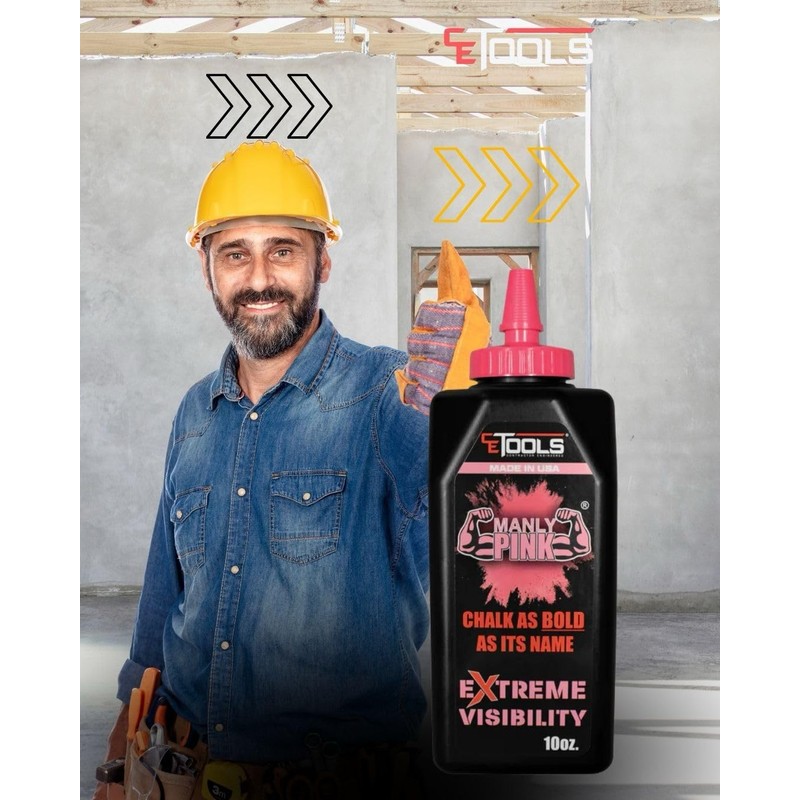CE TOOLS Manly Pink® Marking Chalk, Color PINK, EXTREME VISIBILITY,