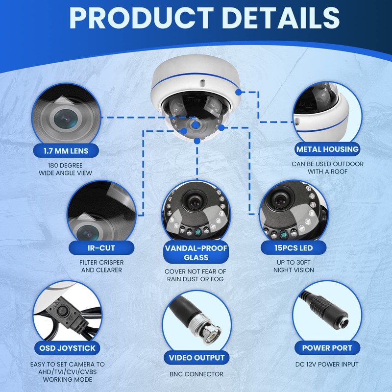 DCSEC HD 1080P 2MP 180 Degree Surveillance Security Camera Wired