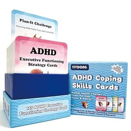 ADHD Coping Skills Cards - 165 ADHD Executive Functioning Strategy Cards Mental Health Therapy Tools for Kids, Teens & Adults