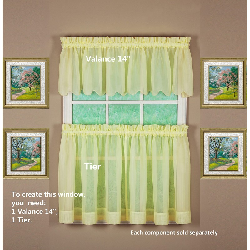 Today's Curtain Emelia Original Voile Tier Pair 30", Yellow, 60"