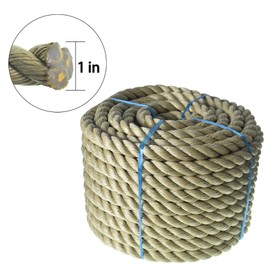 1 Inch x 100 FT Twisted Rope Three Strand Synthetic Rope for Indoor or Outdoor Decoration DIY Projects Marine Commercial Tugboat tug of war