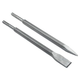 LDEXIN 2Pcs Chisel Set with SDS-Plus Shank, Masonry Concrete Drill Bit Set, Flat Chisel Bit and Point Chisel Bit, 10 Inch Long