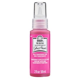 FolkArt Murano Transparent Acrylic Glass Paint, Pink, Perfect for Indoor and Outdoor Arts and Crafts Projects, 2 fl oz, 36522
