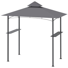 Gray Grill Gazebo 8 X 5 Double Roof With 2 Side Shelves Outdoor BBQ Canopy Pergola For Patio And Yardcolor: Gray Color