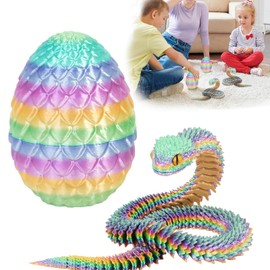 Fehodun 3D Printed Snake Articulated Flexible Snake Realistic Slithering Design Luminous Animal for Desk Decoration