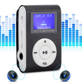 Mini Portable MP3 Music Player with 0.79" LCD Screen Metal Clip Support Memory Card and 3.5mm Headphone Included