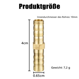 3 Stück Messing Schlauch Anschluss gerader Widerhaken Verbinder, 10mm Messing Schlauchverbinder, Kraftstoffleitung Verbinder für Wasser Kraftstoff Luft
