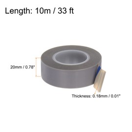 HARFINGTON PTFE Film Tape Roll, 0.8" x 33 ft High Temperature Tape 0.18mm Thickness with Single Side Adhesive for Vacuum Sealer Machine, Hand Impulse Sealers, Gray