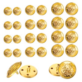 Gold Button, 24 Pack Brass Buttons, Gold Buttons for Clothes, Blazer, Suits, Clothes, Jacket, Uniform, Women and Men (18/20/25 mm)