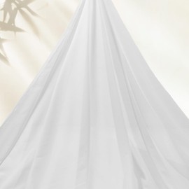 Manyshofu White Mesh Fabric by The Yard 4-Way Stretch Fabric(60" Wide), 1 Yard Nylon Spandex Power Mesh Netting Fabrics Lightweight & Breathable Sheer Material for Swimsuit Dress Sewing Costume