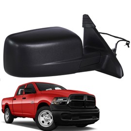 Marretoo for Dodge Ram Side Mirror replacement Right Passenger for 2014-2018,Ram 1500, 2019-20221500 Classic, 2013-2018 RAM 2500 Accessories With Power Glass Heated Textured Black 55372066AH (5Pins)