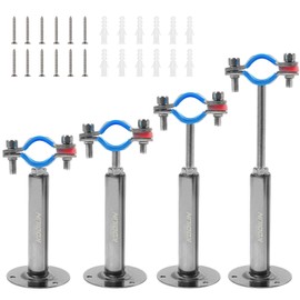 Kodilin 4PCS Upgraded Wall Mount Ceiling Mount Pipe Supports, 304 Stainless Steel Wall Mount Pipe Clamp Suitable for OD Pipe 3/4"(25-28mm), Pipe Support Bracket Adjustable Clamp and Height 100+100mm