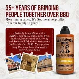 Williamson Bros – Classic Carolina BBQ Sauce | Mustard Barbeque Fusion, Gluten-Free, No High Fructose Corn Syrup, 15.5 oz